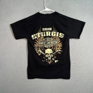Harley-Davidson Motorcycle Sturgis 2016 Black Graphic T-Shirt Small Mens - Picture 1 of 9
