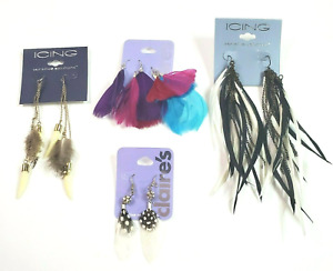 5 Pair Lot Long Feather Chain Pierced Earring Claire’s Icing Sensitive Solutions