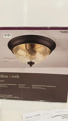 Allen + Roth Ellis 2-Light 13" Matte Black Flush Mount Light - NO GLOBE ***PARTS - Image 1 of 4