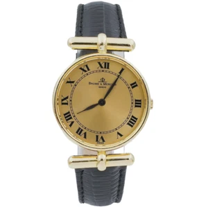Orologio donna Baume & Mercier 29 mm - oro giallo 18 carati con pelle nera e quadrante oro. - Foto 1 di 10
