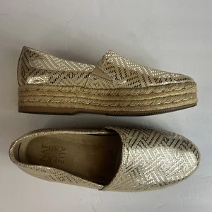 Womens 7.5 M Naturalizer Thea 3 Platform Espadrille Metallic Gold Leather Boho - Picture 1 of 10