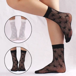 Women's Foot Socks Hosiery Ankle Fishnet Socks Non Slip Stars Pattern Summer↑ - Picture 1 of 8