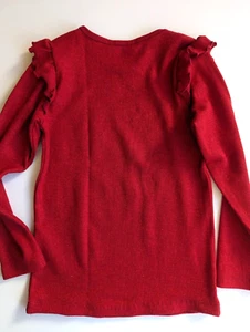 Girl's H&M Red Sparkly Top with Frills on shoulder 4-6 Years 110/116 - Picture 1 of 10