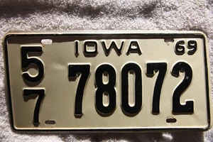 1969 IOWA Nummernschild ** LINN COUNTY ** '69 IA *** - Bild 1 von 1
