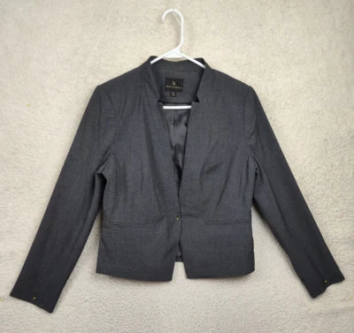 Worthington Women Jacket 12 Gray Polyester Blend Open Front Collarless Blazer - Image 1 of 4