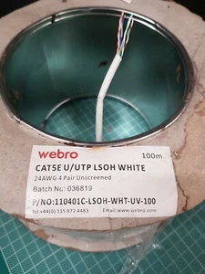 WEBRO 100m white External Outdoor Cat5E 4 pair COPPER Network Ethernet Cable - Picture 1 of 2