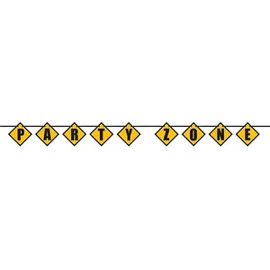 Black & Yellow Construction "Party Zone" Block Banner, 1 Count - Perfect for ... - Picture 1 of 5