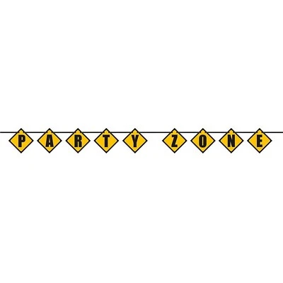 Black & Yellow Construction "Party Zone" Block Banner, 1 Count - Perfect for ... - Image 1 of 4