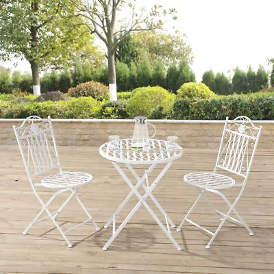 [en.casa] Bistro Set Tisch 2 Stühle Essgruppe Sitzgruppe Gartenmöbel Metall - Bild 1 von 4