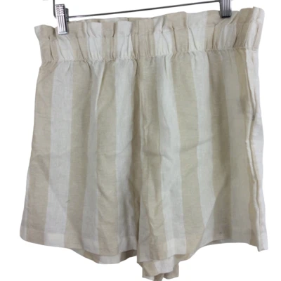 We Wore What Linen Striped Elastic Waist Pull On Shorts White Cream Size Medium - Image 1 of 4