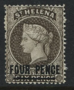St. Helena QV 1884 4d on 6d  pale brown mint o.g. - Foto 1 di 1