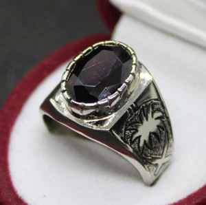 Natural Garnet Stone Ring Original Red Garnet Gem Oval Cut Handmade Ring 925 - Picture 1 of 6