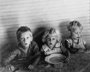 Needy Small Children Wait For Meal Classic 8 by 10 Reprint Photograph - Picture 1 of 1