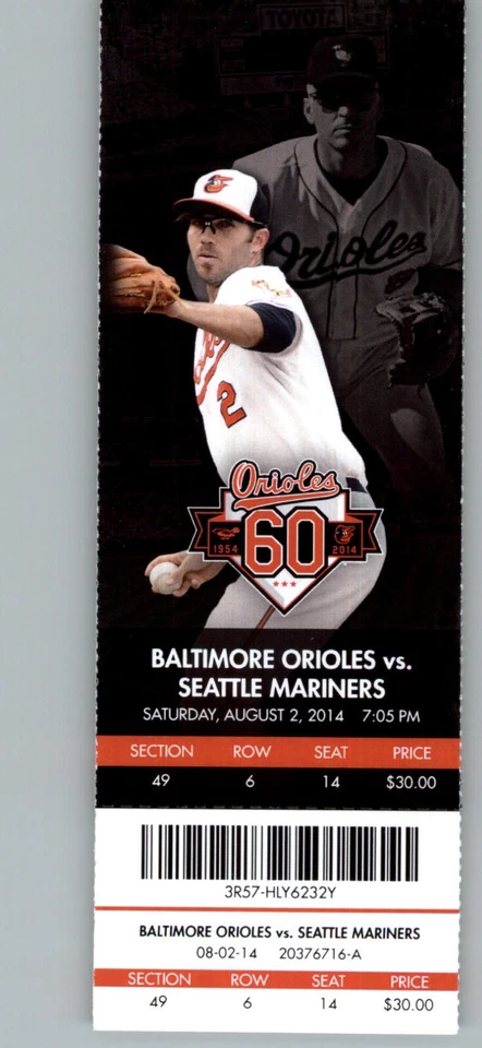 Boleto Marineros vs Baltimore Orioles 8/3/2014 - J.J. Hardy / Cal Ripken,.. Foto 1 de 3
