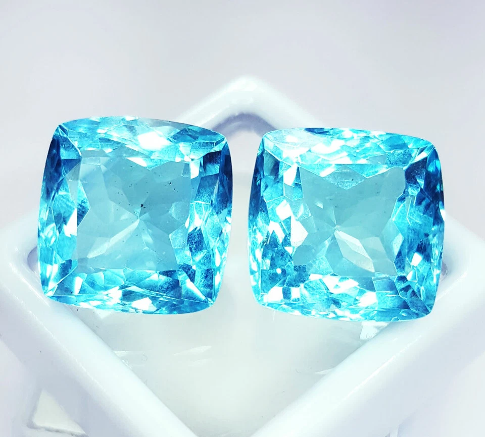 Par de piedras preciosas sueltas de aguamarina de 10 a 11 quilates certificadas corte cojín gema de aguamarina Foto 1 de 4
