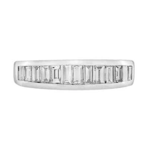 Anillo banda baguette de diamantes estilo Art Deco creado en laboratorio acabado oro blanco de 14K - Imagen 1 de 13