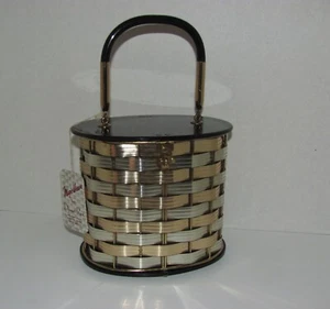 1950s LUCITE PURSE DORSET REX FIFTH AVENUE WOVEN METAL BOX BASKET NWT !! - Picture 1 of 18