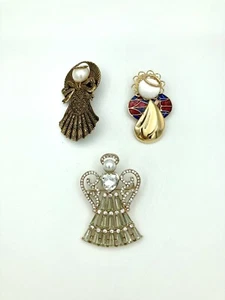 Hermosos 3 broches de ángel de la guarda - pedrería Napier, cloisonné, filigrana - Imagen 1 de 4