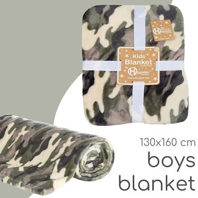 Niños Niños Manta Suave Peluche Lana Camuflaje Camuflaje Ejército Tema Manta 130x160cm Foto 1 de 4