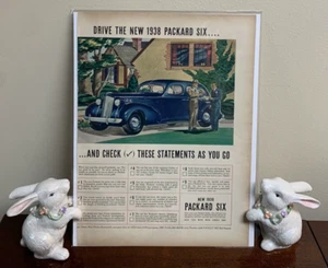 1938 Packard Six Blue Vintage Print Ad Automobile Auto Art Deco Poster 1930's - Picture 1 of 5