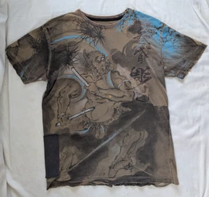 Affliction T-Shirt Men’s XL Horiyoshi III Heroes & Demons Brown Y2K Samurai - Picture 1 of 12