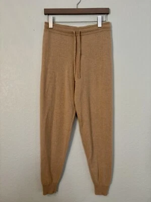 Saks Fifth Avenue Women’s Cashmere Knit Lounge Pants Drawstring Tan Joggers Sz S — 第 1/4 张图片