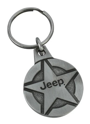 New Official Jeep Logo Star Key Chain Keychain Key Tag Silver Black Mopar - Image 1 of 4