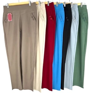 Womens Stretch Smart Pull On Slim Fit Ladies Office Work Trousers Pants Leggings - Picture 1 of 10