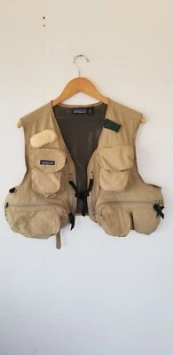 Patagonia  Vest Mens Medium Fly fishing Beige Pockets Mesh Stealth Angler River - Image 1 of 4