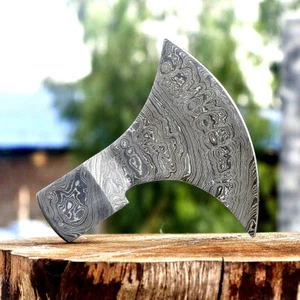 Handmade Damascus Steel Axe Head, Viking Bearded Camping Wood Cutting - Picture 1 of 6
