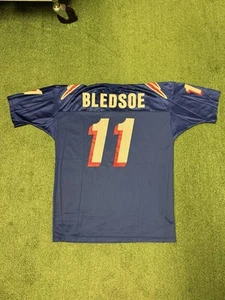 Vintage Champion New England Patriots #11 Drew Bledsoe Jersey Size 48 Blue MARK - Picture 1 of 14