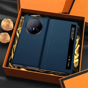 Für Honor Magic V5 V3 Smart Window Vollnarben Echtleder Flip Case - Bild 1 von 19