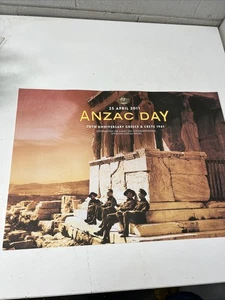 PÓSTER DE GUERRA DE COLECCIÓN DÍA DE ANZAC 25 DE ABRIL DE 2011 70 ANIVERSARIO GRECIA CRETA 1941 - Imagen 1 de 5