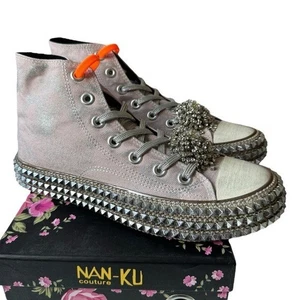 NIB Free People x Nan-ku Cruise Studded Hi Top Sneakers, Mellow Mauve, 41/11 - Picture 1 of 8