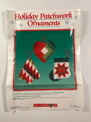 Dimensions Needlepoint Kit #9063 "Holiday Patchwork Ornaments" - Completed - Image 1 of 4