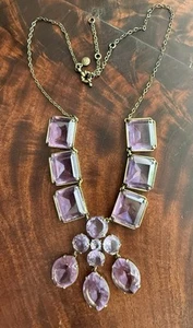 Impresionante collar de piedra amatista facetada J Crew ~ goteo brillante - Imagen 1 de 3