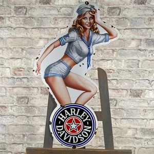 HARLEY-DAVIDSON Enamel Sign 28.3x17.7" (72x45cm) Nice Motorcycle Club Decoration - Picture 1 of 21