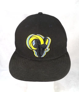 Cappello NFL New Era Los Angeles LA Rams taglia 7 1/4 aderente nero 75 anniversario - Foto 1 di 11