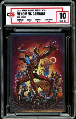 2021 Panini Marvel Versus #30 SILVER FOIL ~ Wolverine Venom Carnage ~ CG 10 GEM - Image 1 of 2