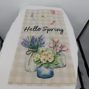 Buffalo Plaid Hello Spring Mesa Corredor Lavanda Tulipanes Flores Florales 13x48 Nuevo - Imagen 1 de 7
