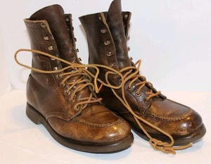 Red Wing Boots Moc Toe Boots Vintage 1960's Lace Up Work Boot Mens Size 5 - Picture 1 of 24
