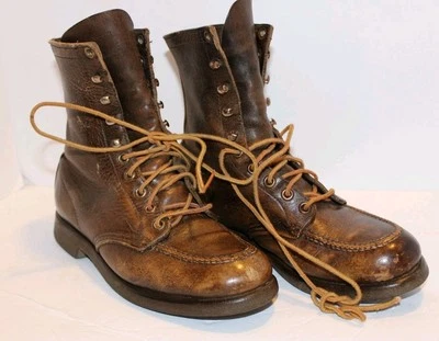 Red Wing Boots Moc Toe Boots Vintage 1960's Lace Up Work Boot Mens Size 5 - Image 1 of 4