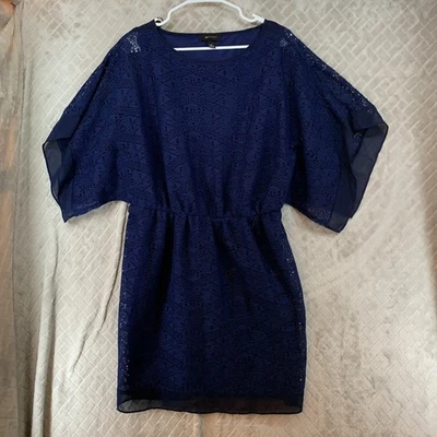 Mini Vestido AB Studio XL para Mujer Azul Marino Floral Encaje Forrado Manga Corta Kimono Foto 1 de 4