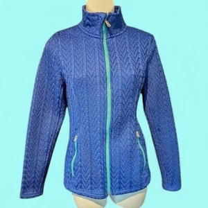 Spyder Womens M Major Cable Knit Stryke Full Zip Fleece Lined Jacket Blue 3A - Picture 1 of 15