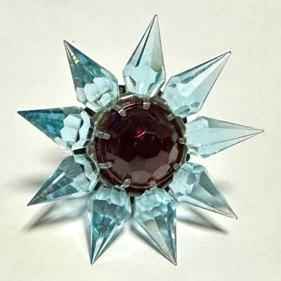 Matchless Star Light Bulb Single Row C-6 Aquamarine Blue Ruby Red Glass 1930s - Image 1 of 4