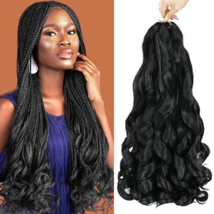 WIPPORYA French Curly Braiding Hair 24in 6 Pks Loose Wave Crochet 1B Yaki Black - Picture 1 of 4