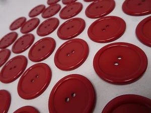 6 Vtg Red Dolls Eye Raised Edge 2-Hole BAKELITE Button 34mm B141 - Picture 1 of 8