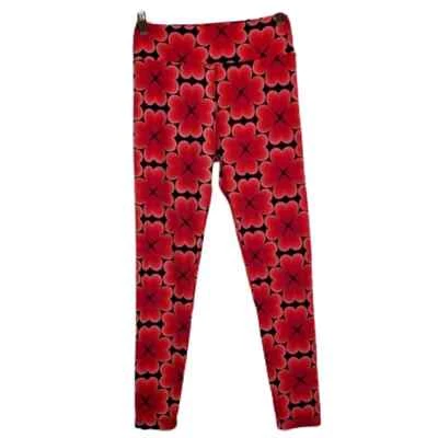 LulaRoe Rojo y Negro Estampado de Trébol Leggings Suave Ropa de Salón Para Mujer Talla Única Rojo Foto 1 de 4