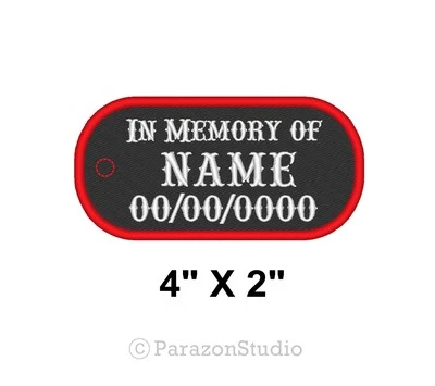 Custom Embroidered In Memory of Dog Tag Patch Biker Outlaw MC Vest Club 4" x 2" - Image 1 of 4