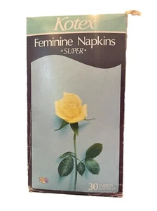 Vtg Deadstock 1986 Kotex Super Feminine Napkins 30 Count New Ships Fast Sealed - Picture 1 of 5